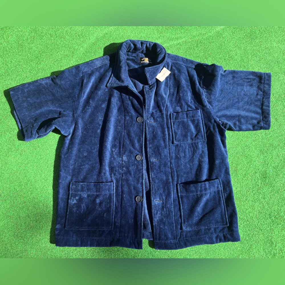 Maus & Hoffman Men’s XLarge Tropea Beach Jacket Navy Thick Terry Cloth Buttons